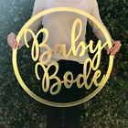 Персонализированные Имя Зеркало Золото акрил Baby Shower украшение имя знак пользовательские деревянные дети день рождения подарки