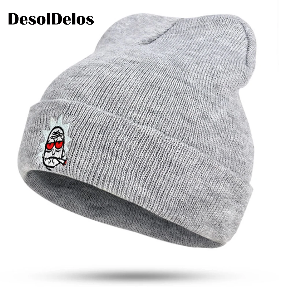 Рик и Морти зимние вязаные шапки красный глаз курить США новый бренд вышивка