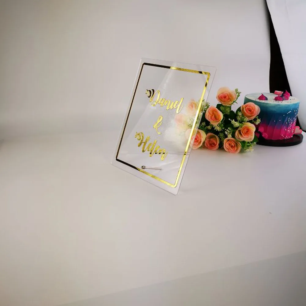 Индивидуальная акриловая зеркальная рамка для свадьбы имени невесты