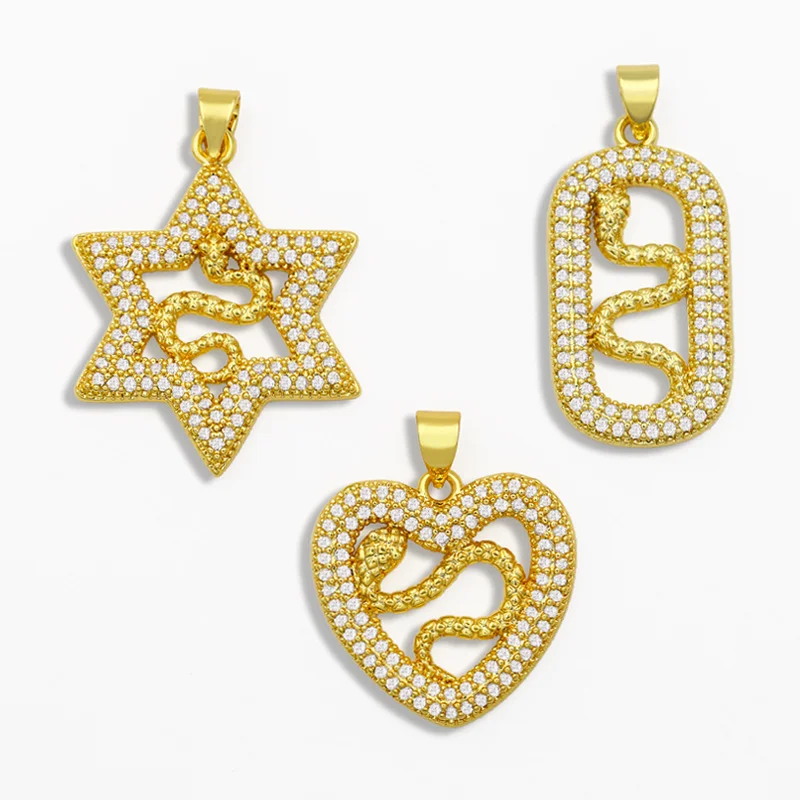 OCESRIO DIY позолоченный кулон в виде сердца и змеи для женщин большой шестиконечный