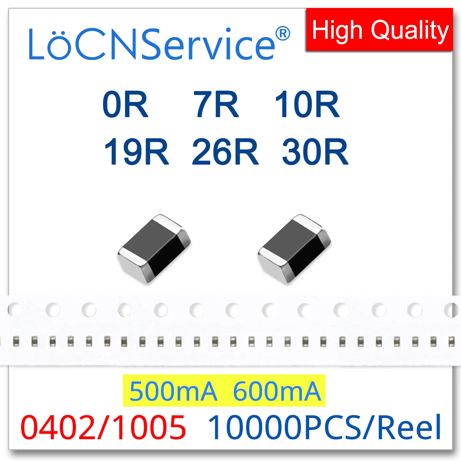 

LoCNService 0402/1005 100MHZ 10000PCS 500mA 600mA Multilayer Chip Ferrite Beads 0R 7R 10R 19R 26R 30R 25% High quality
