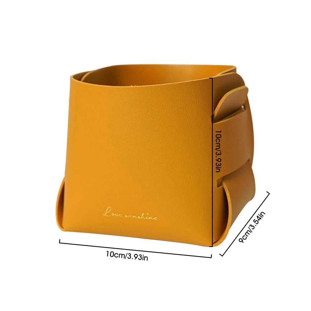 

Mini Storage Basket Collapsible Desktop Organizer Simple Leather Storage Cubes for Home, Office, School
