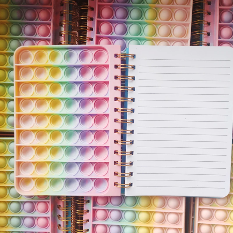 

New Caderno Desk Calendar Pop its Notebook Bubble Fingertip Silicone Case Notepad Student Decompression Stationery Children Gift