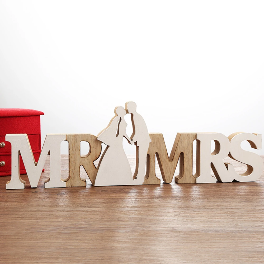 Letter Logo MR &amp MRS Decor Ornaments Wooden Sign Great Gift 38x12cm Rustic For Weddings Wedding Decoration | Дом и сад