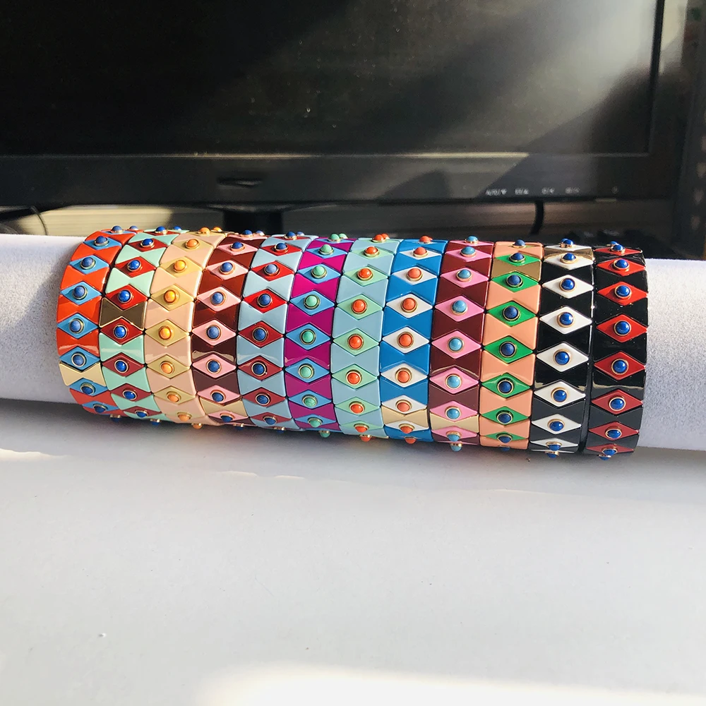 Эмалированные эластичные браслеты для женщин повседневный укладываемый браслет