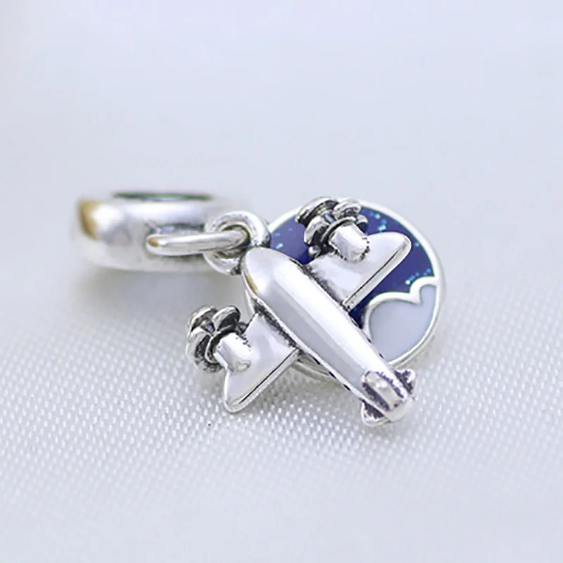 

Hot selling fashion brand 925 sterling silver exquisite star airplane model bracelet charm, necklace charm