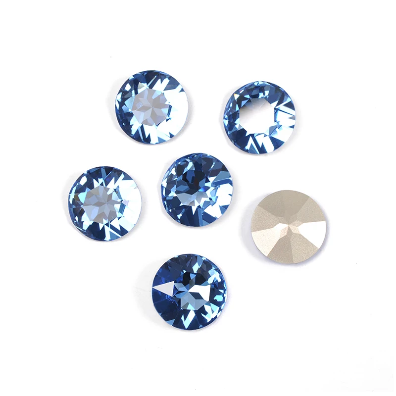 YANRUO 1201 27mm Light Sapphire Round Point Back Fancy Stone Settings Strass Crystal Rhinestones Sewn Stones For Decoration | Дом и сад