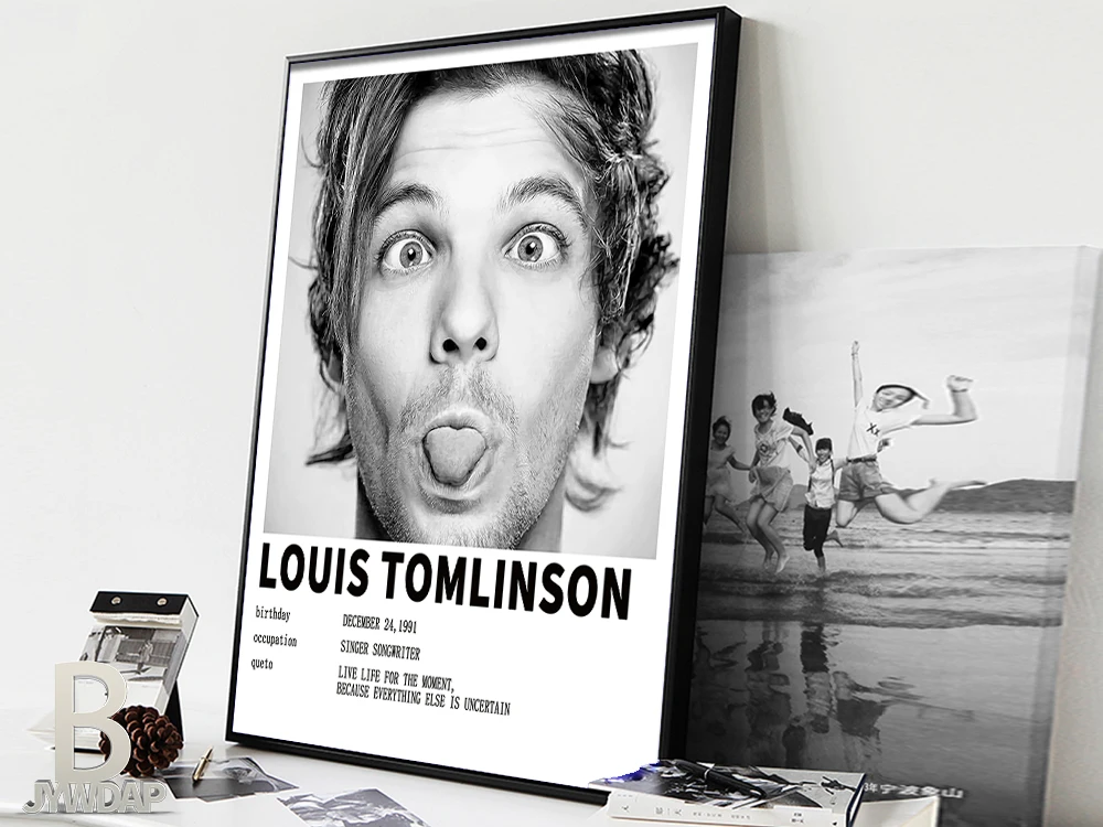 

British Singer Louis Tomlinson Portrait Posters Wall Art Canvas Painting White Coated Prints Modern Home Room Bar Club Decor