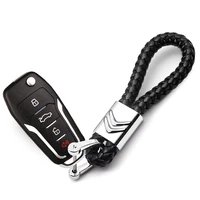 leather car keychain hand woven rope keyring metal horseshoe buckle key chain for citroen c1 c2 c3 c4 c5 c6 c8 c4l ds3 ds4 ds5ls