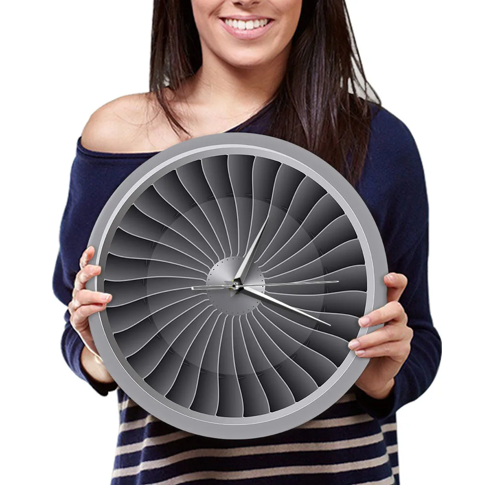 

Jet Engine Turbine Fan Motor Printed Acrylic Wall Clock Airplane Wall Art Timepiece Aviation Decor Jet Artwork Pilot Wall Watch