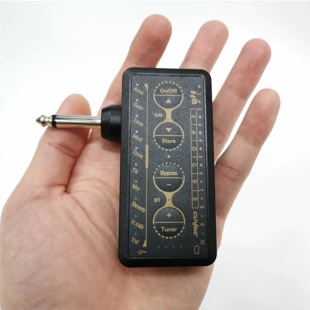 cuvave tragbare elektrische gitarre verstärker h8 mini kopfhörer amp gebaut in verzögerung tuner phaser reverb wirkung ir schrank gitar