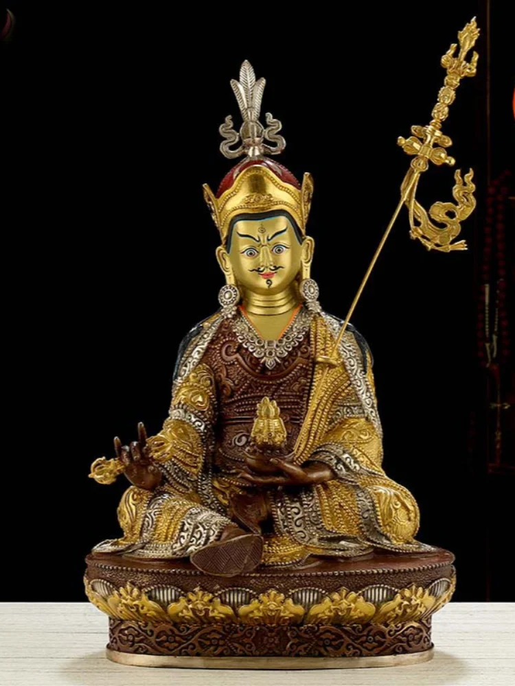 

49CM Large High grade buddha statue temple Family protect God Buddhism Gilding Padmasambhava Guru Rinpoche buddha statue