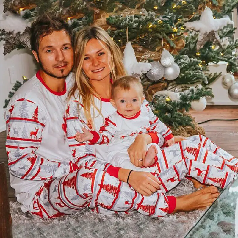 

Pudcoco 2PCS Christmas Family Matching Pyjamas PJS Set Xmas Stripe Sleepwear Nightwear Gifts For 2019 Christmas