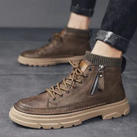 men boots comfy lace up high quality leather mens boots 2021 autumn winter fashion shoes man brand men casual male ankle boots