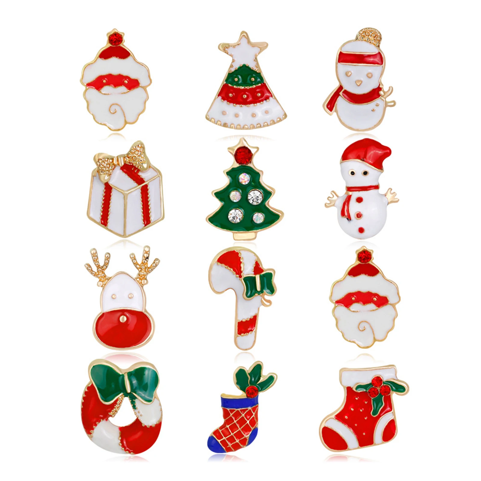 

1 PC Christmas Series Metal Enamel Pins Snowman Elk Bell Wreath Brooches Clothes Backpack Jeans Badges Women Kids Jewelry Gifts