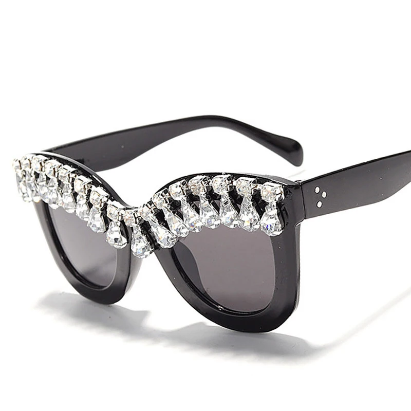 

Veshion большие роскошные солнцезащитные очки с бриллиантами и кисточками для мужчин и женщин, модные очки UV400 в винтажном стиле