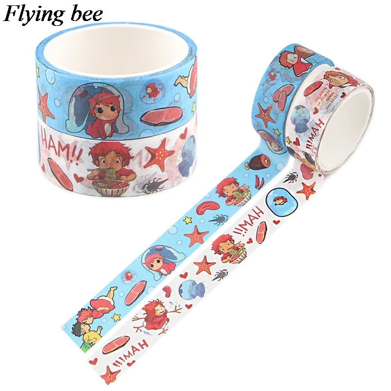 Flyingbee 15 мм x 5 м аниме понё васи лента смешная фотолента для наклеек Скрапбукинг DIY