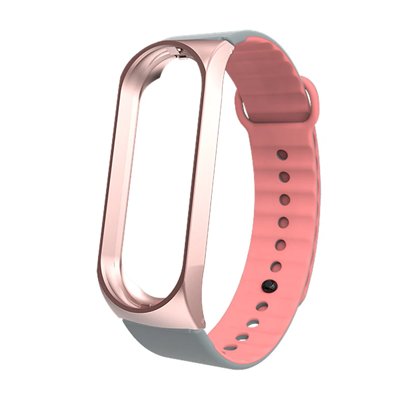 Mi Band 4 ремешок спортивный силиконовый браслет на запястье mi band 3 ремешок металлический чехол Замена mi Band 4 браслет для Xiaomi mi ремешок 3 - Цвет: Pink Pink Mi4 3