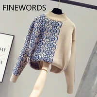 finewords casual basic classic style korean knitted sweater women autumn winter o neck pullover warm soft vintage jumpers female
