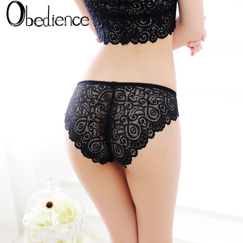 Черные кружевные трусики с цветочным узором стринги женское нижнее белье