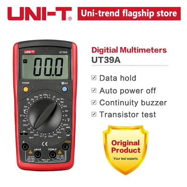 UT39A UNI-T ручной Диапазон Цифровой мультиметр UT39A/B/C/E UNI T мультитестер Конденсатор Транзистор тестер DC AC Вольт Частотомер - Цвет: UT39A