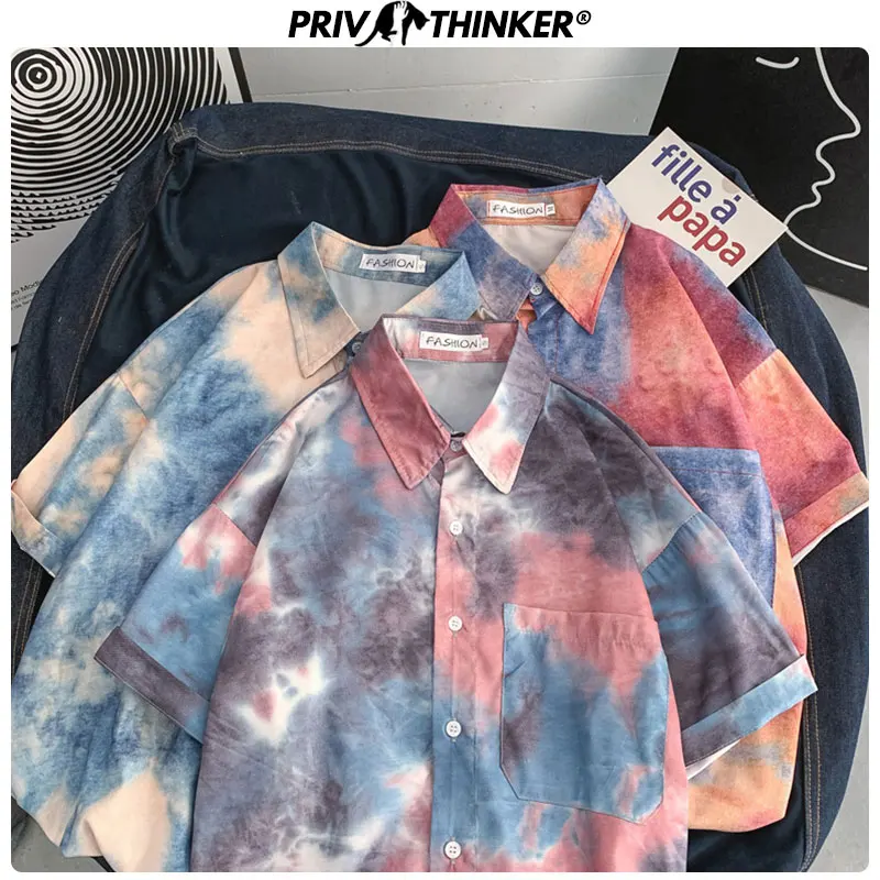 Privathinker мужские летние рубашки с принтом 2020 мужская блуза коротким рукавом в