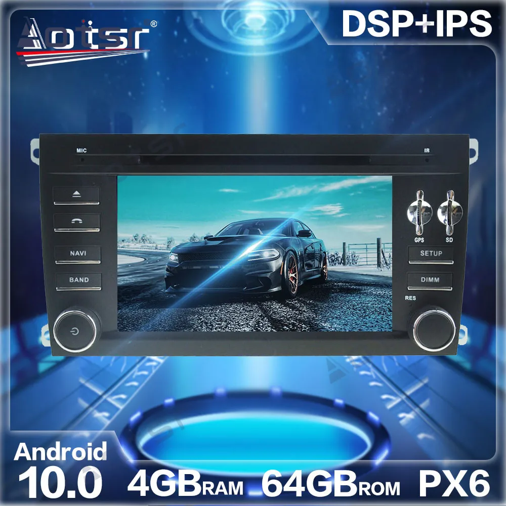Автомобильное радио Aotsr Android 10 0 4 + 64 ГБ GPS-навигация DSP для Porsche Cayenne 2003-2010