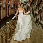 UZN свадебное платье с корсетом ТРАПЕЦИЕВИДНОЕ платье без бретелек свадебное платье дешевые атласные свадебные платья