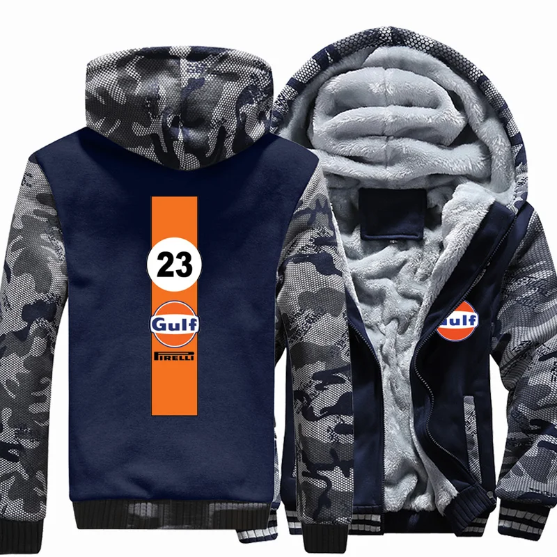 

Winter New Men's Camouflage Fashion GulfHooded Zipper Jacket long Sleeves With Fleece Warm Sports Outdoor Coat