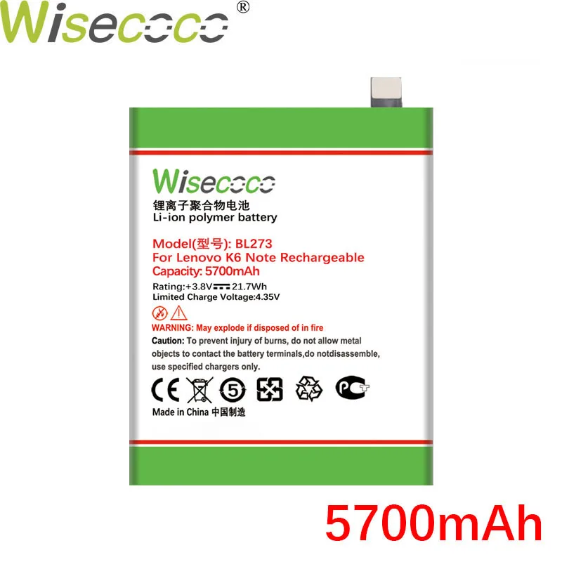 WISECOCO 5700mAh BL273 батарея для Lenovo K6 Note мобильный телефон в наличии высокое качество +