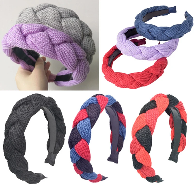 

2019 New Velvet Hairband For Women Ladies Headband Solid Color Braid Hair Loop Retro Headwear Female Hair Accessories