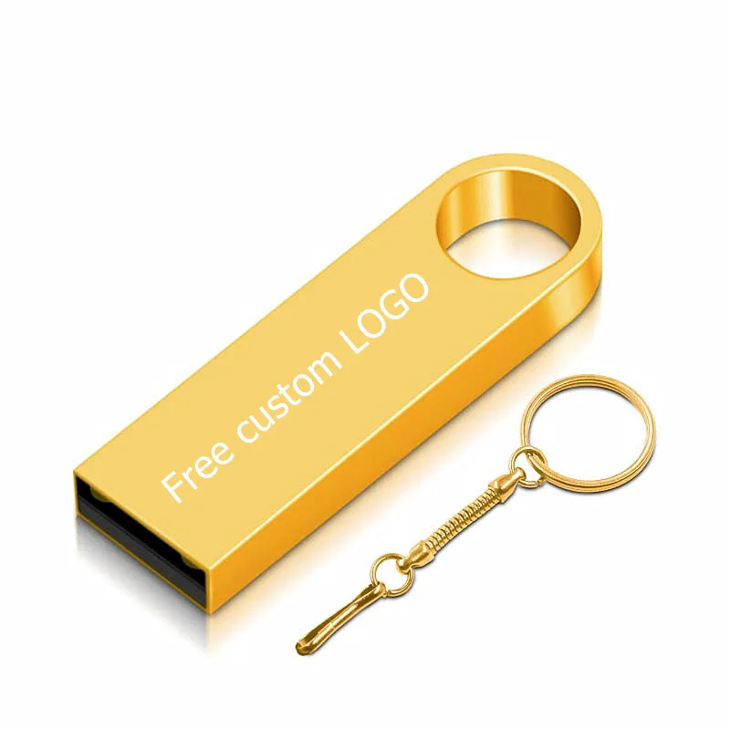 Gold USB флеш-накопитель 32 Гб 128 ГБ 8 ГБ флеш-накопитель 64 ГБ флеш-накопитель 16 Гб водонепроницаемый металлический u-диск 2,0 USB флеш-карта памяти бесплатный логотип на заказ - Color: Gold