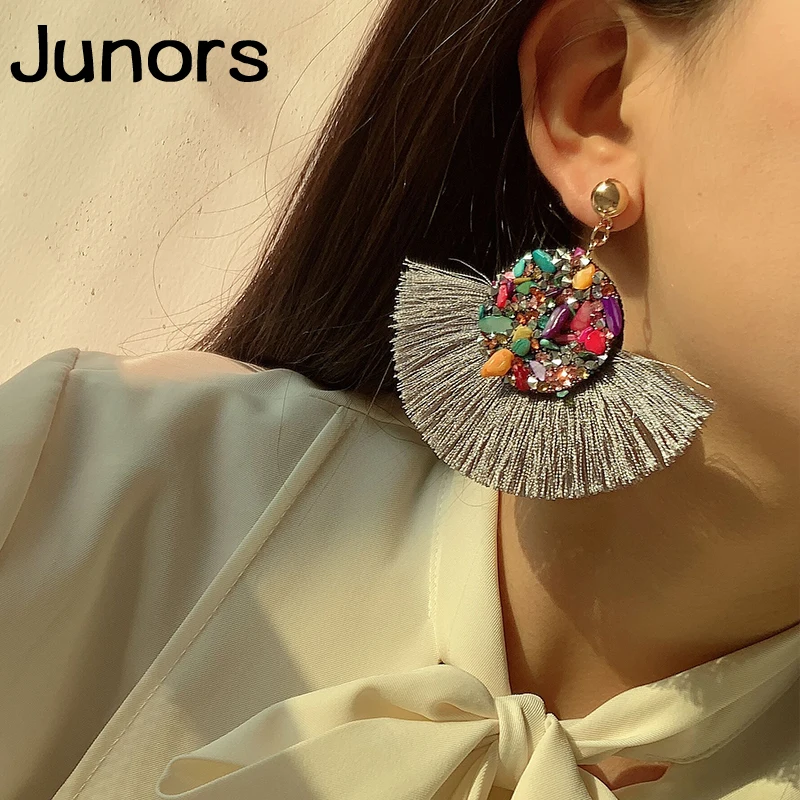 Разноцветная ракушка женские серьги с кисточками Бохо цвета большие длинные