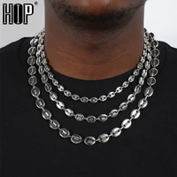 hip hop width 7mm 9mm 11mm stainless steel gold silver color coffee beans link chain necklace chain for men jewelry