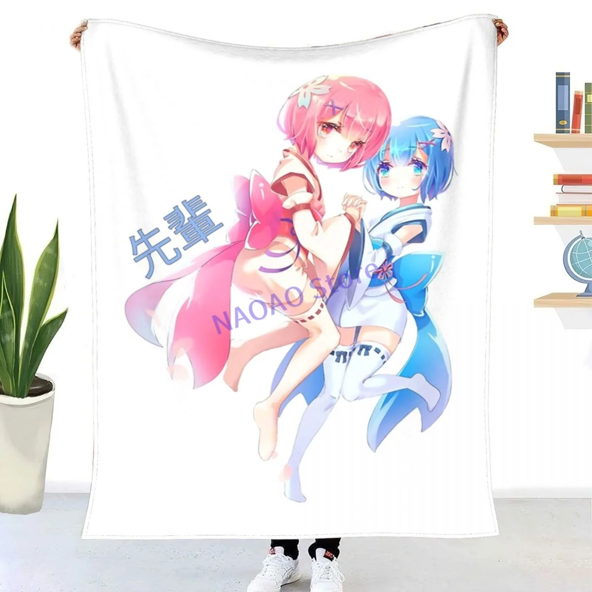 

Loli Ram And Rem Kawaii Re Zero Throw Blanket Sheets On The Bed, Blanket On The Sofa, Decorative Lattice Bedspreads, Sofa Covers