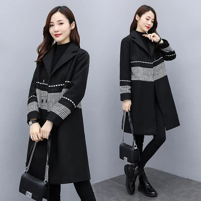 

Woolen Women Coats And Jackets Winter Casaco Feminino Patchwork Overcoat Casual Casacos Feminino Chamarras De Mujer