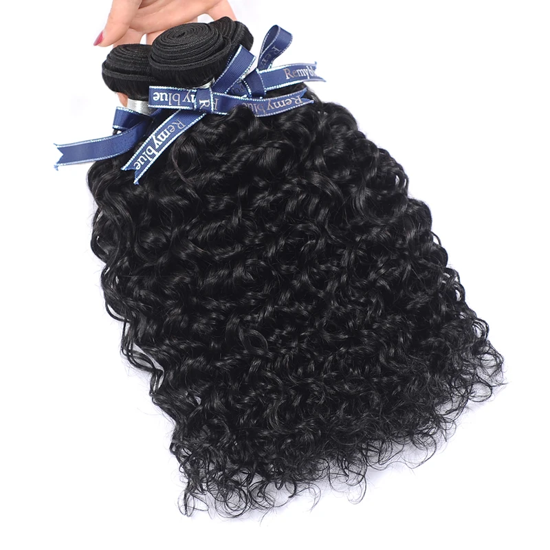 Бразильские натуральные кудрявые пучки волос с 13*4 фронтальная волна воды пряди