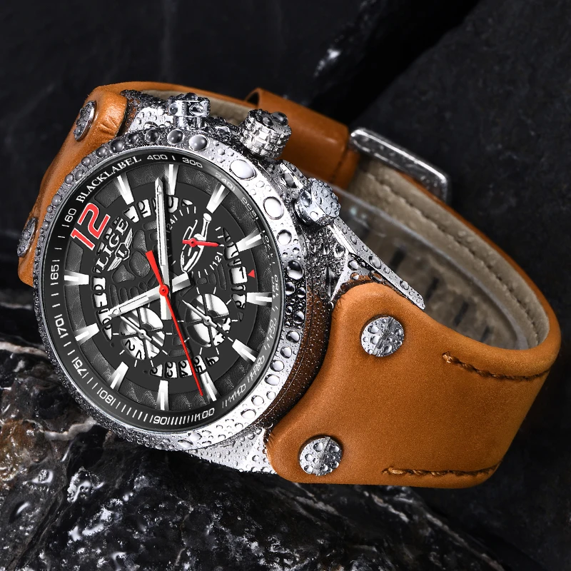 

Часы LIGE мужские спортивные с хронографом, водонепроницаемые