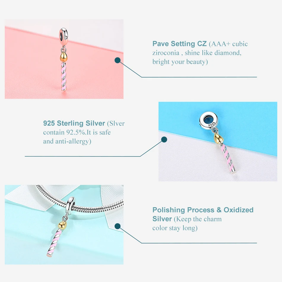 Подвески из настоящего серебра 925 пробы бусины розовая эмалированная подвеска в