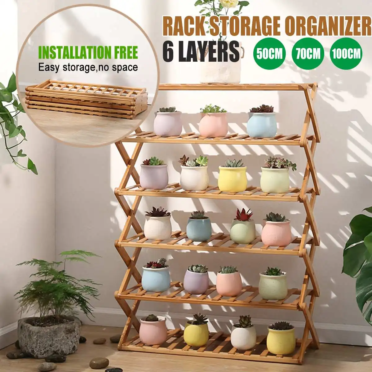 

6 Layers Bamboo Shoe Rack Storage Organizer Wooden Household Stand Shelves Shoe Cabinets Shoe Box Storage Garden Furniture