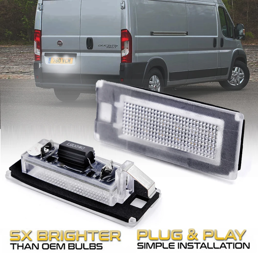 

2X For Fiat Ducato Bus box Peugeot Boxer Bus box Citroen Jumper Bus box Lancia Ypsilon LED License Plate Light Number Plate Lamp