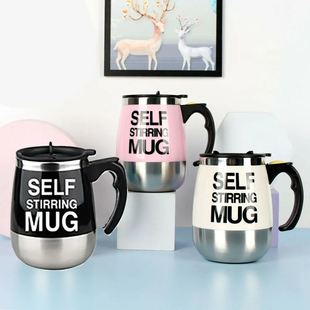 

Stainless Steel Self Stirring Mug Lazy Automatic Coffee Tea Milk Mixing Cup Gift Magnetic Rotating Coffee Cups JCX1340