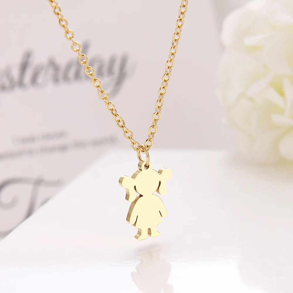 DOTIFI Stainless Steel Necklace For Women Little Girl Choker Chain Pendant Gold Necklaces Engagement Jewelry | Украшения и