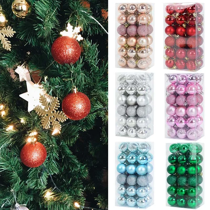 

36pcs Christmas Balls Christmas Tree Decor Hanging Ornament Christmas Decorations For Home Xmas Navidad Christmas 2021 Gift Ball