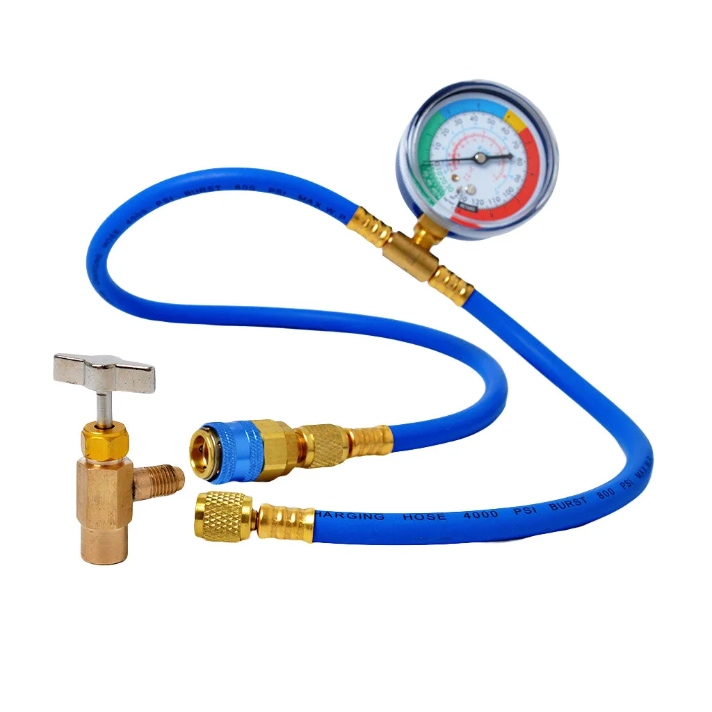 

Car AC Air Conditioning R134A Refrigerant Recharge Hose Pressure Gauge Measuring Kit Copper Auto Car Accessories