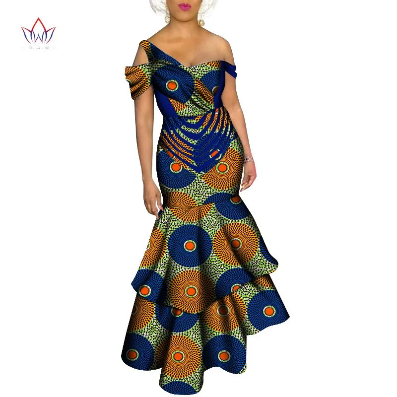 

African Women Dress Bazin Riche African Clothing Wedding Clothes Sexy Party Dress Africa Print Dress Bridesmaid Dress WY6681