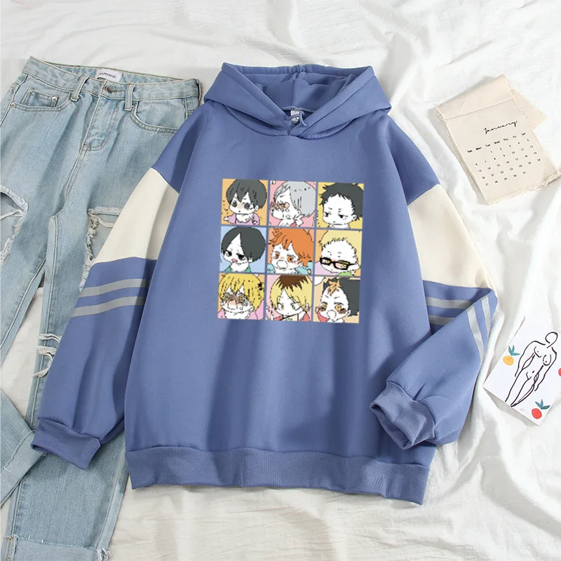 

Autumn Winter Hoodies New Color Matching Hoodie Little Witch Sweatshirt Cartoon Comic Fashion Harajuku Velvet Padded Tops