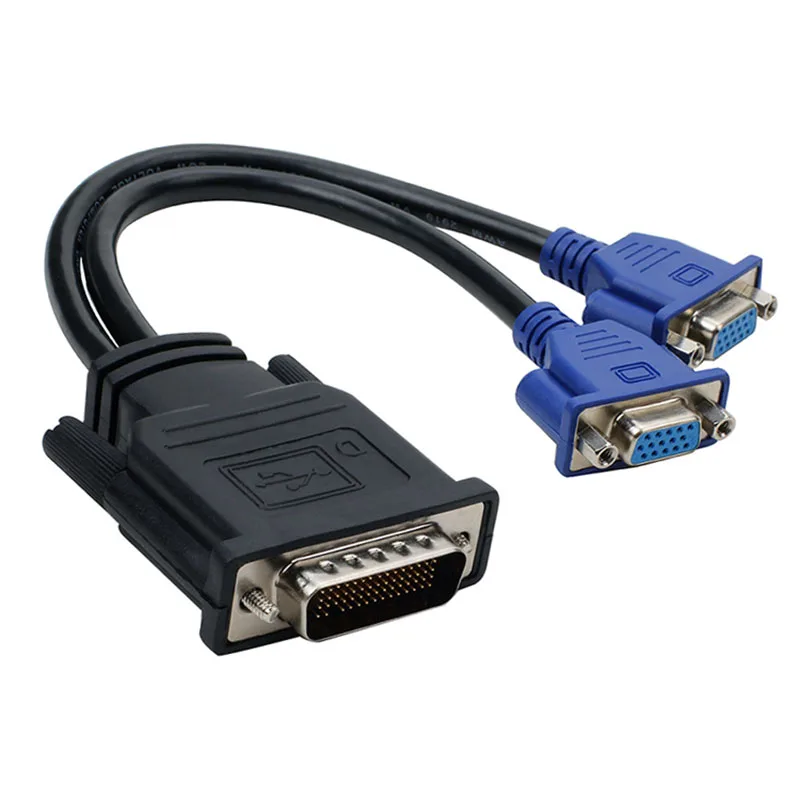 

DMS-59 Pin Male to 2 VGA Female Splitter Video Cable Adapter for Computer Video Card 59Pin DVI to Dual VGA 25cm