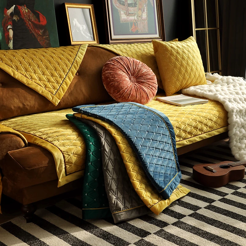 

Роскошный бархатный чехол для дивана в скандинавском стиле, современное нескользящее Угловое покрывало для гостиной, подушки для дивана