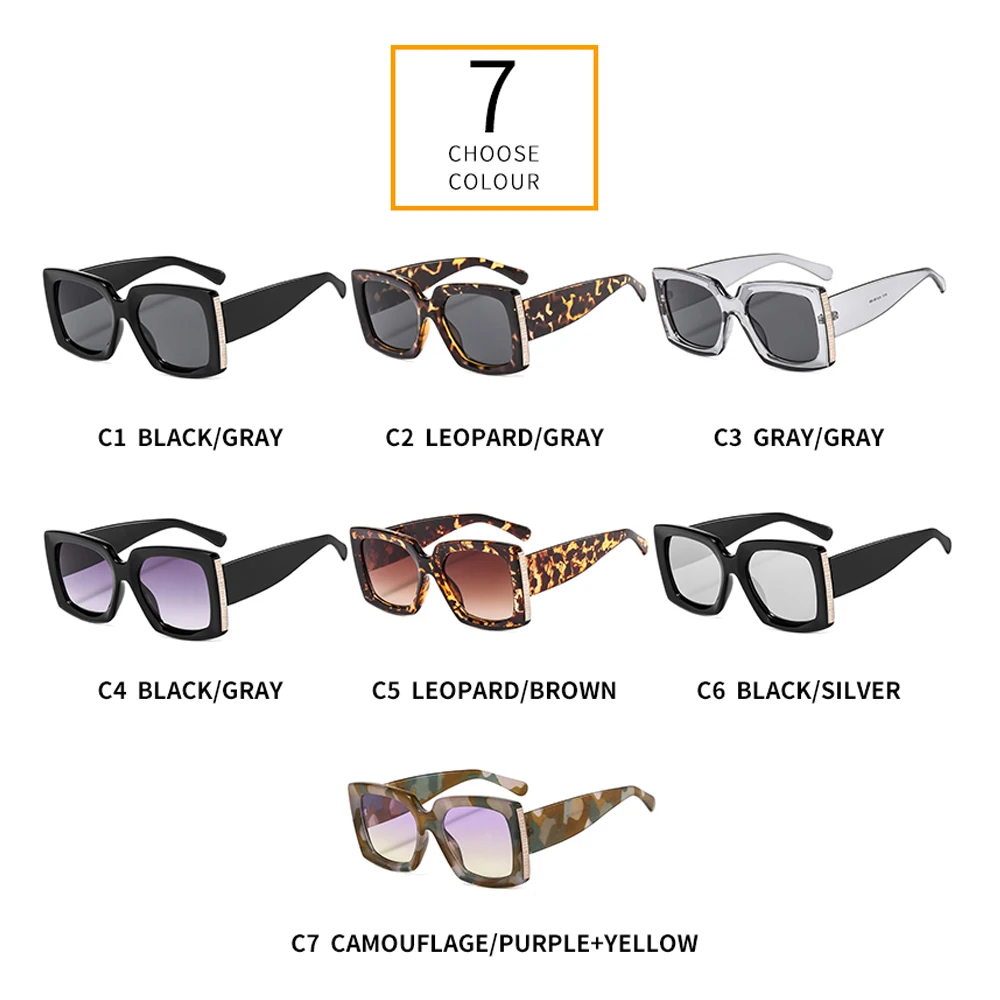 

Fashion Punk Square Sunglasses Women Brand Designer Vintage Sun Glasses Ladies Retro Big Frame Eyewear Black Leopard UV400
